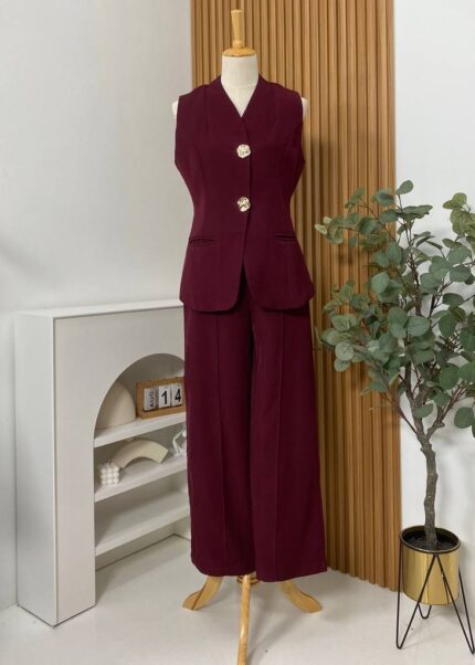 Laura Blazer Set Pant Maroon
