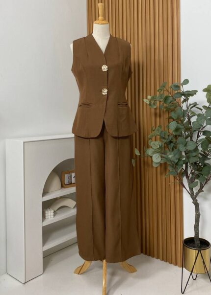Laura Blazer Set Pant Caramel Brown